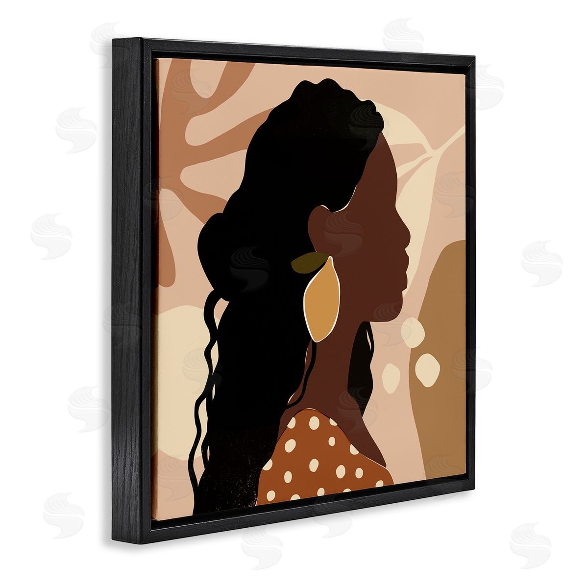 Victoria Barnes Curly Hair Lemon Citrus Earring Female Portrait Black Floater Frame Canvas Art