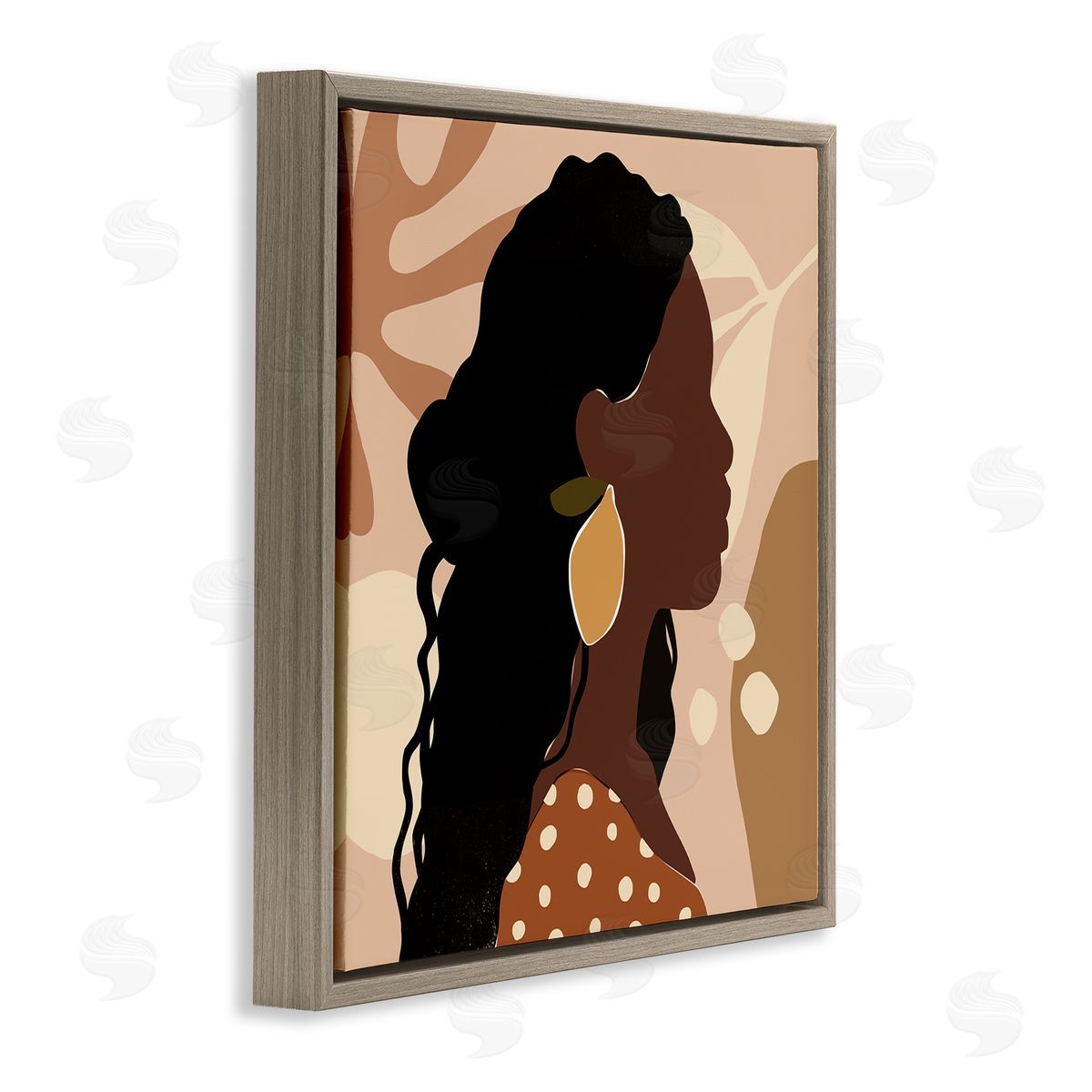 Victoria Barnes Curly Hair Lemon Citrus Earring Female Portrait Brown Floater Frame Canvas Art
