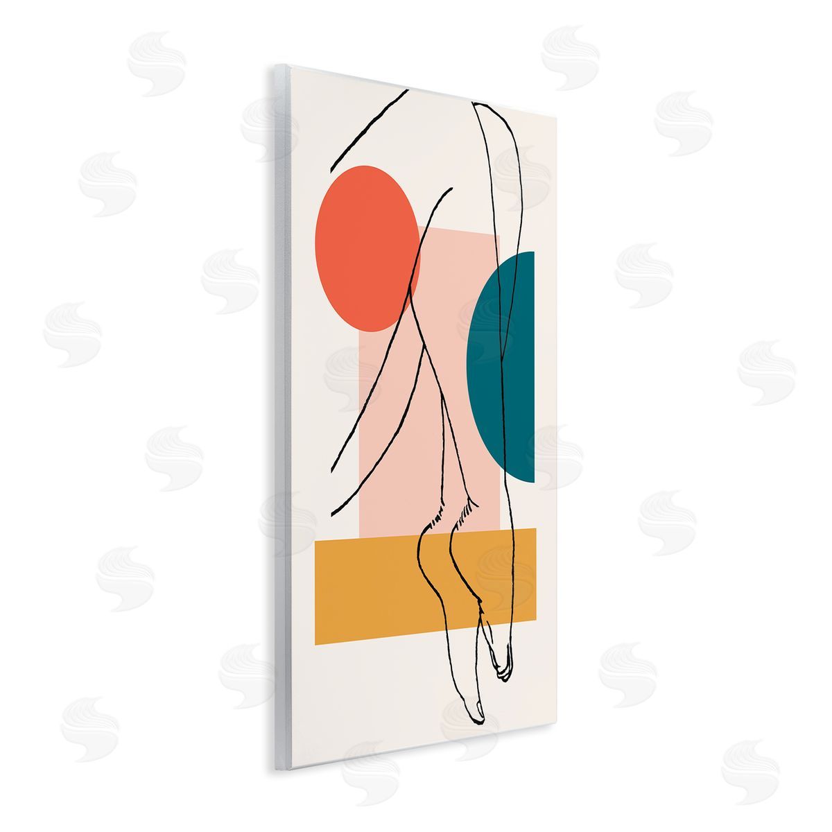 Alonzo Saunders Abstract Legs over Bold Geometric Blocked Shapes Wall Plaque Art