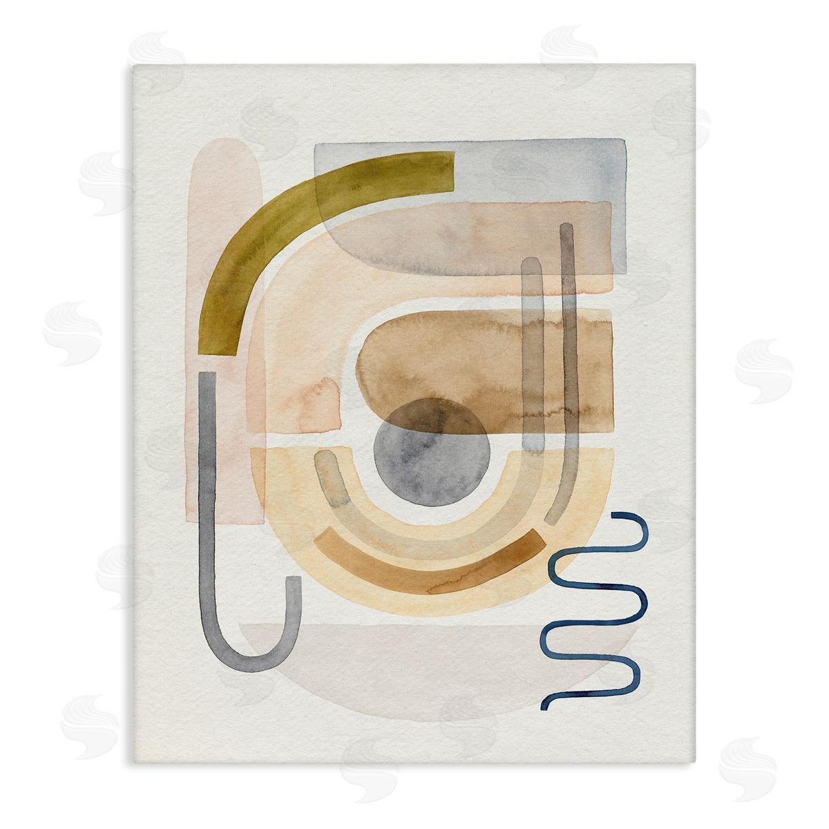 Grace Popp Blue Beige Expressive Geometric Shape Abstraction Canvas Wall Art