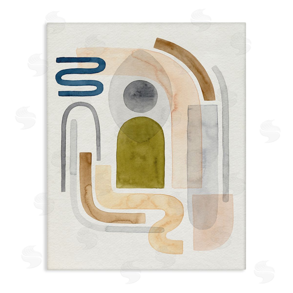 Grace Popp Deco Shape Abstraction Neutral Blue Beige Curves Canvas Wall Art