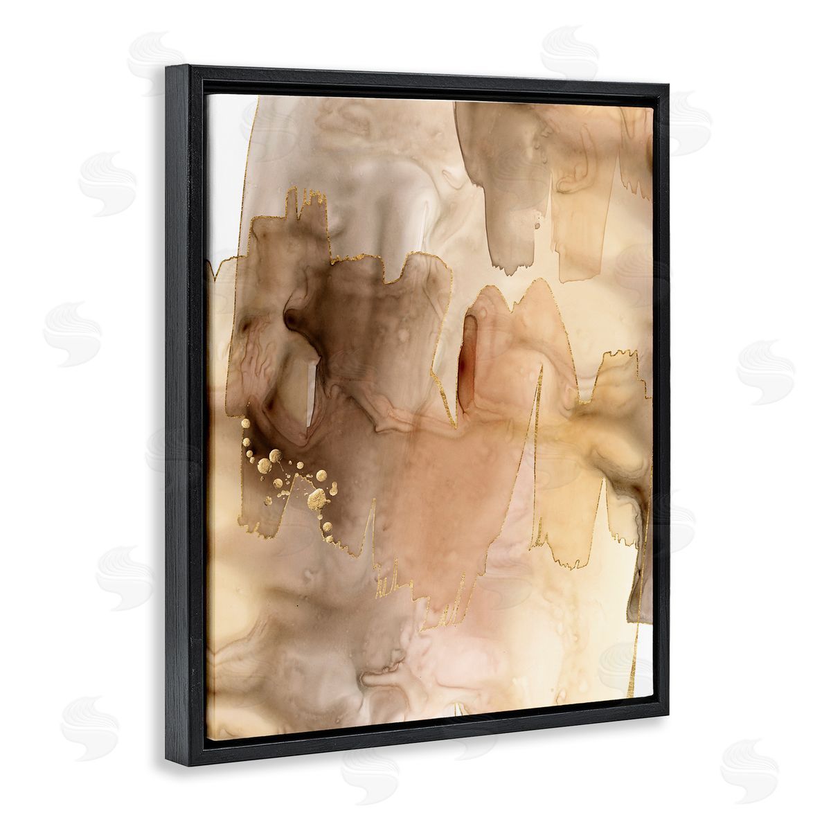 Grace Popp Layers of Watercolor Brown Paint Abstraction Black Floater Frame Canvas Art
