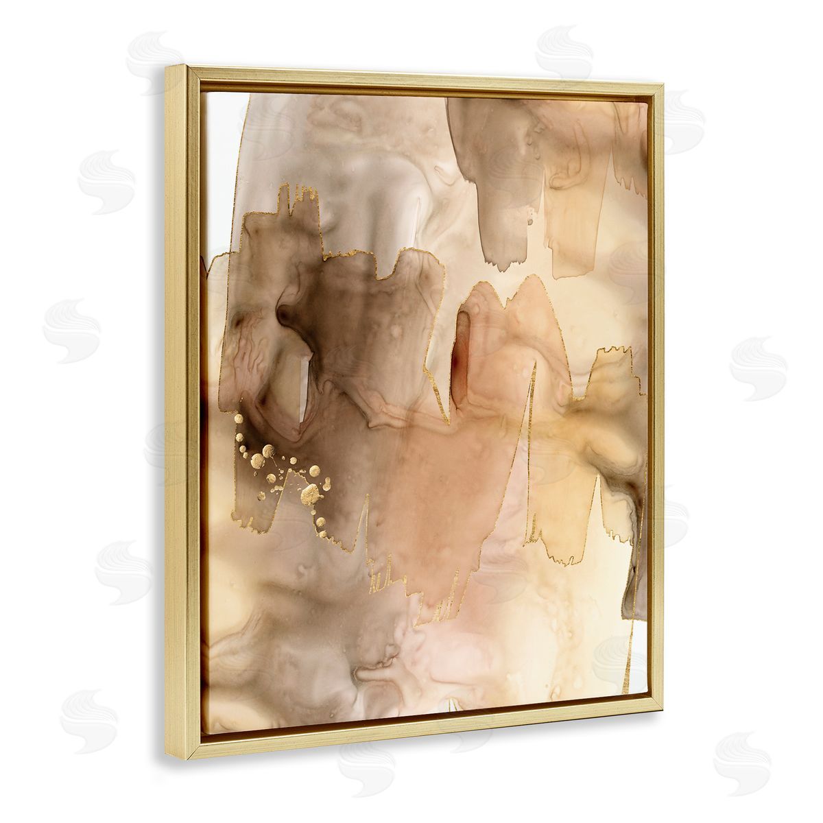 Grace Popp Layers of Watercolor Brown Paint Abstraction Gold Floater Frame Canvas Art