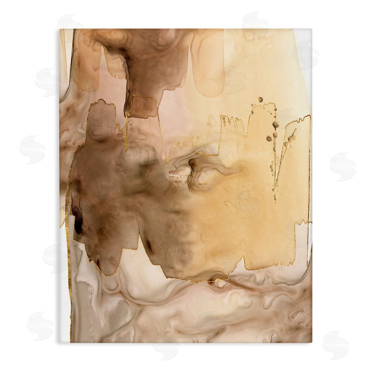 Grace Popp Wet Paint Abstraction Brown Watercolor Strokes Canvas Wall Art