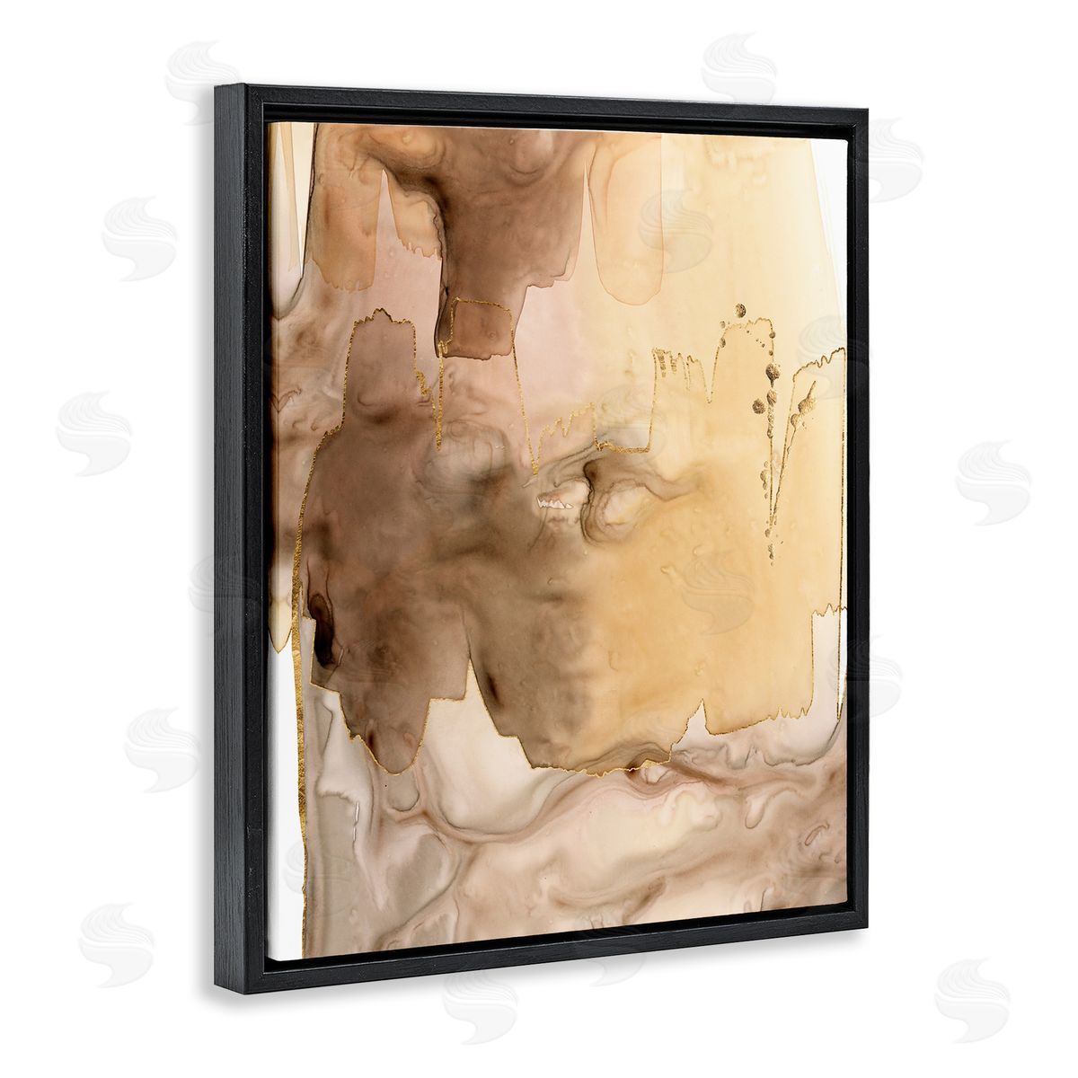 Grace Popp Wet Paint Abstraction Brown Watercolor Strokes Black Floater Frame Canvas Art