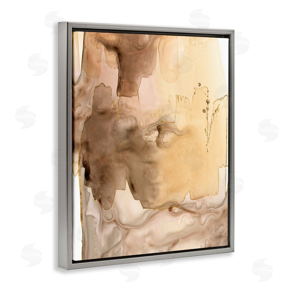 Grace Popp Wet Paint Abstraction Brown Watercolor Strokes Gray Floater Frame Canvas Art