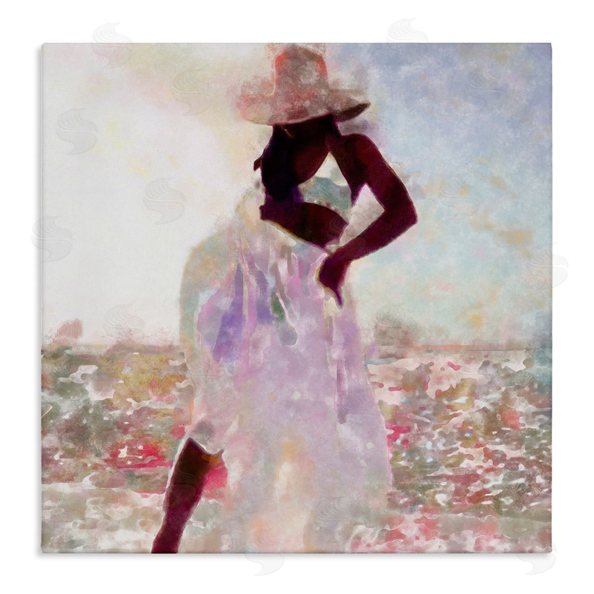 Alonzo Saunders Fashion Style Female Dancing in Floral Field Canvas Wall Art