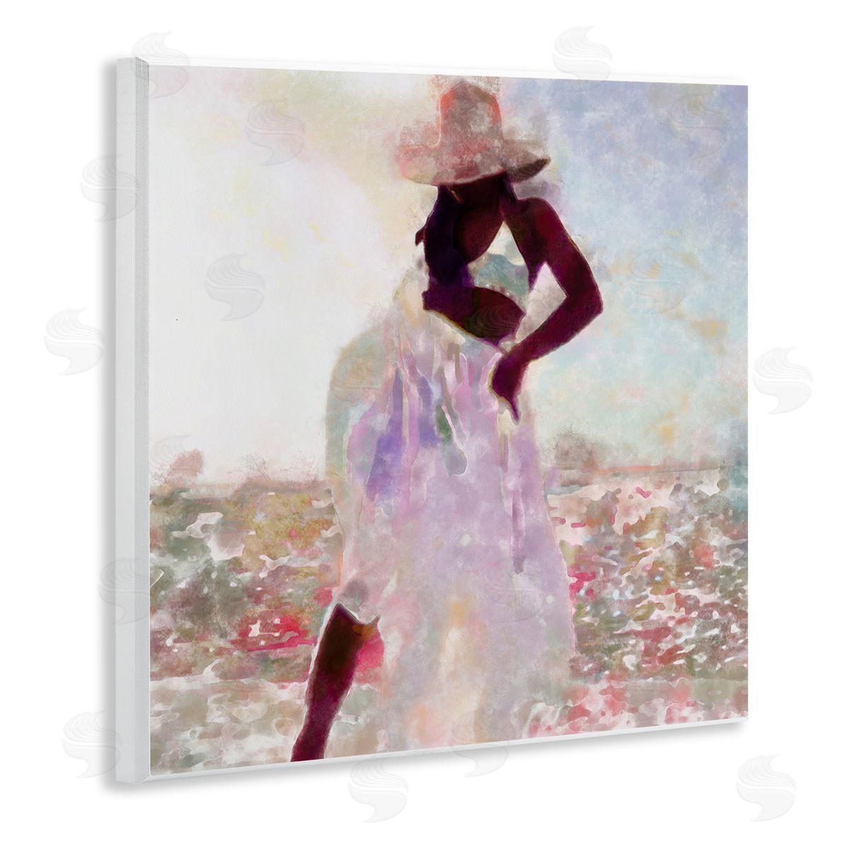 Alonzo Saunders Fashion Style Female Dancing in Floral Field Wall Plaque Art