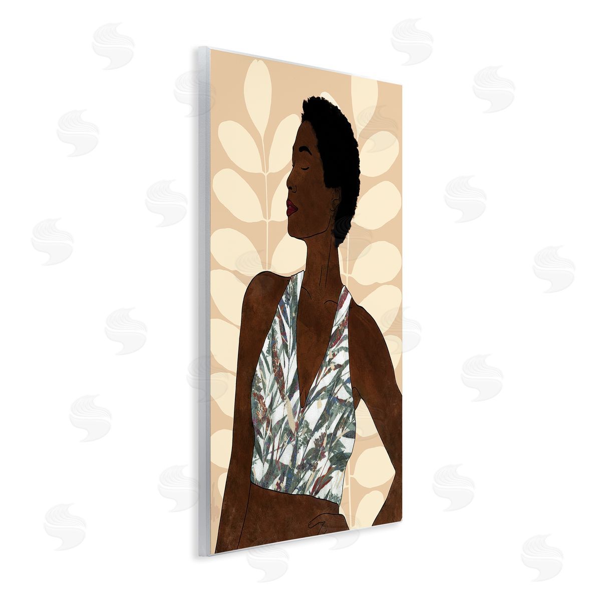 Alonzo Saunders Beautiful Female Portrait Intricate Forest Pattern Wall Plaque Art