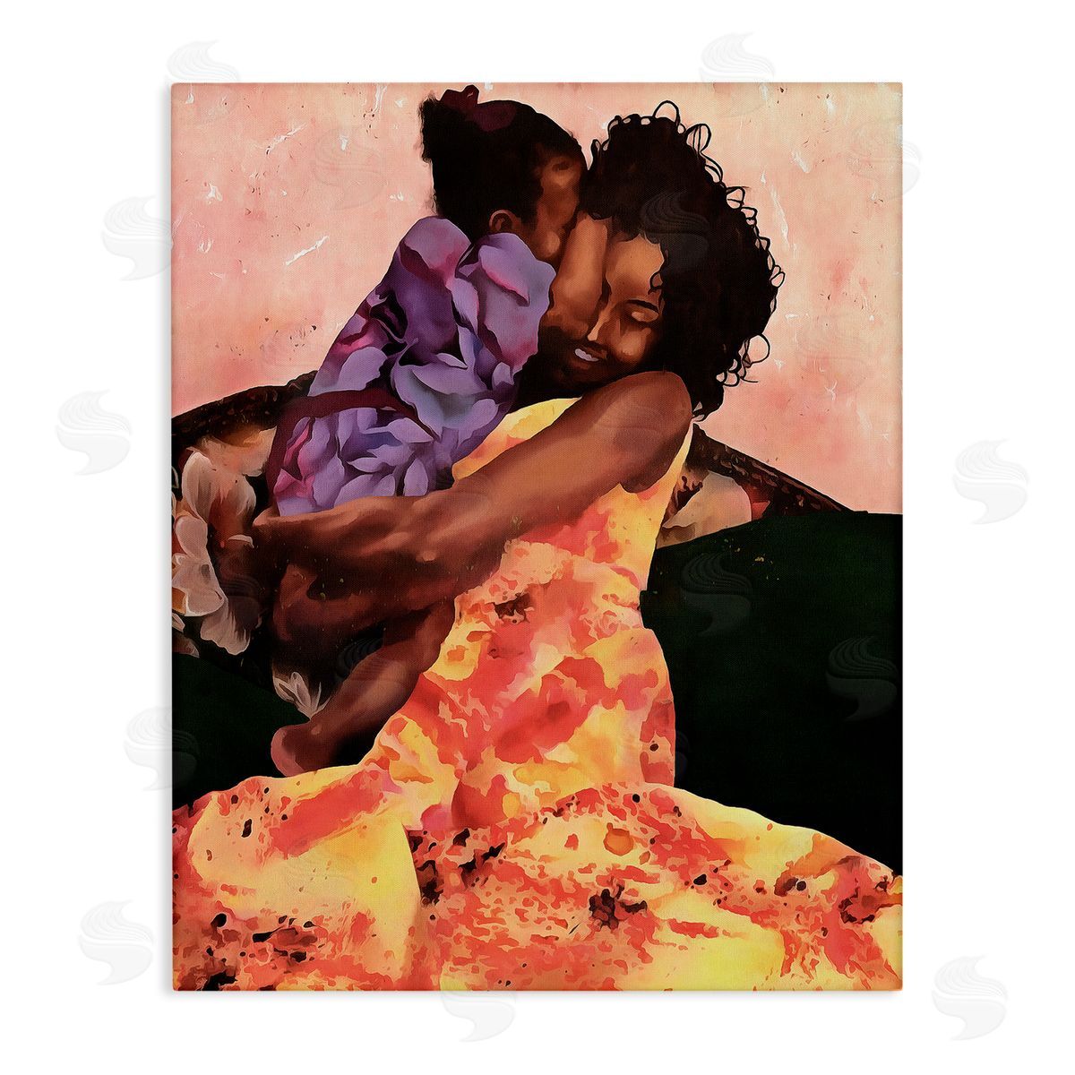 Alonzo Saunders Motherly Hug Loving Family Daughter Moment Canvas Wall Art