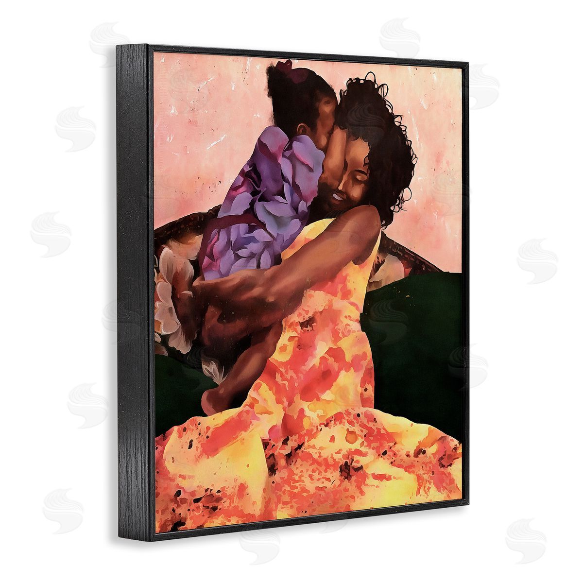 Alonzo Saunders Motherly Hug Loving Family Daughter Moment Black Framed Giclee Wall Art