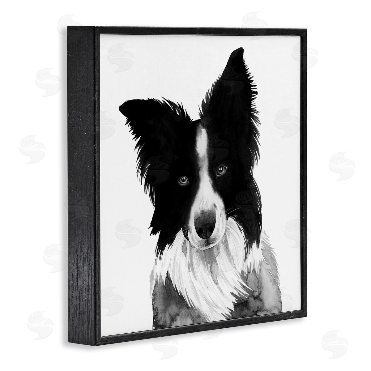 Grace Popp Border Collie Pet Dog Portrait Black White Black Framed Giclee Wall Art