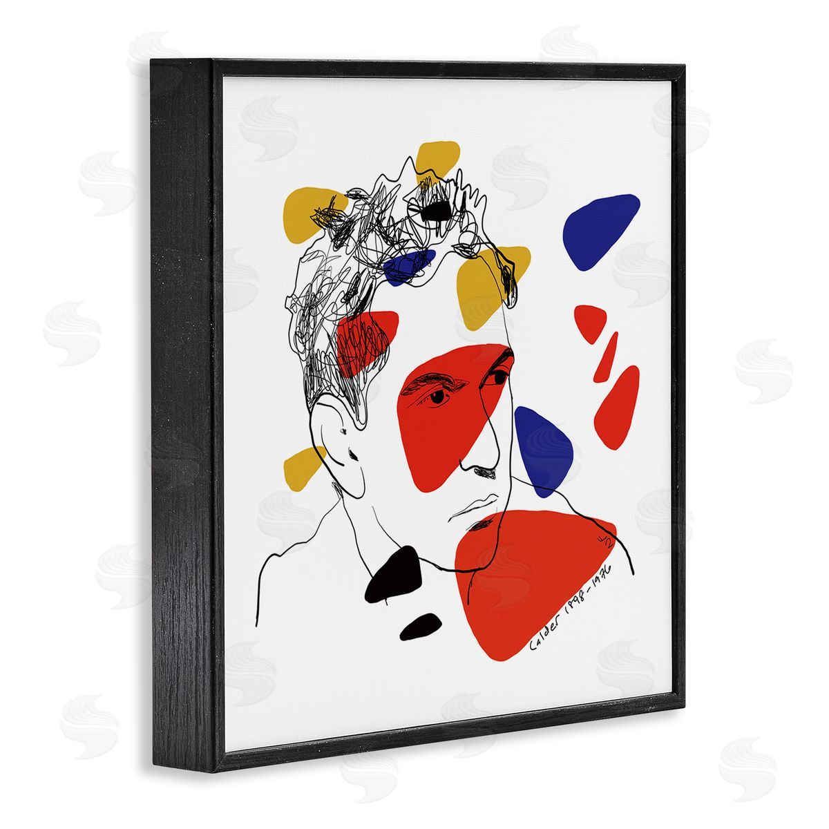 Nancy Ferrara Calder Artist Abstract Portrait Primary Pop Shapes Black Framed Giclee Wall Art