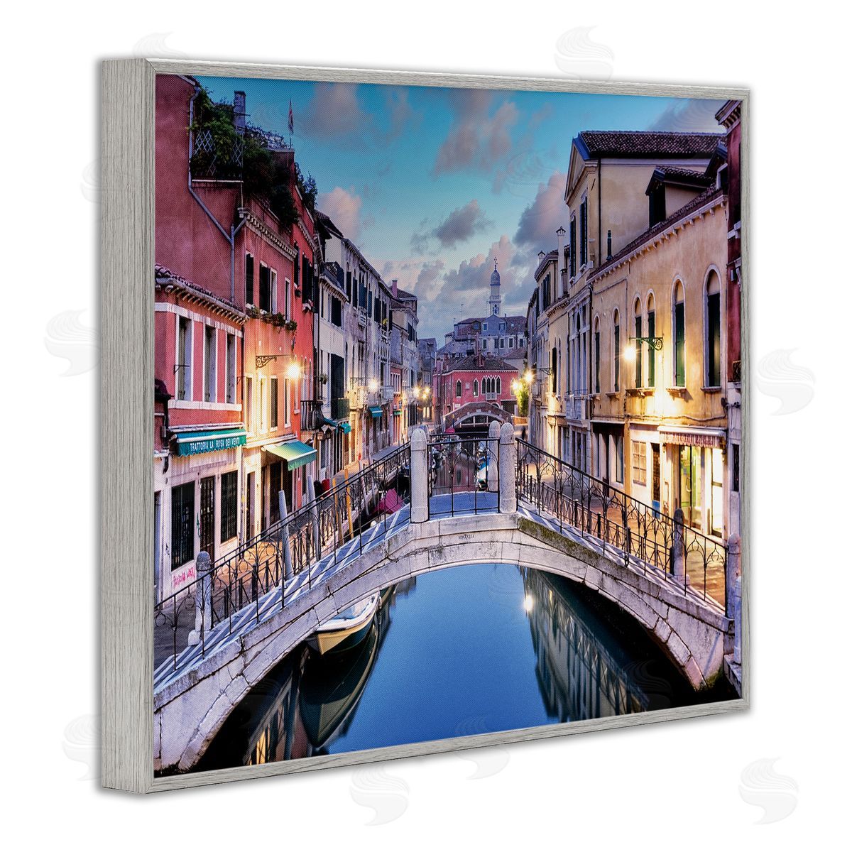 Alan Blaustein Traditional Venice Cityscape Canal Bridge Architecture Gray Framed Giclee Wall Art