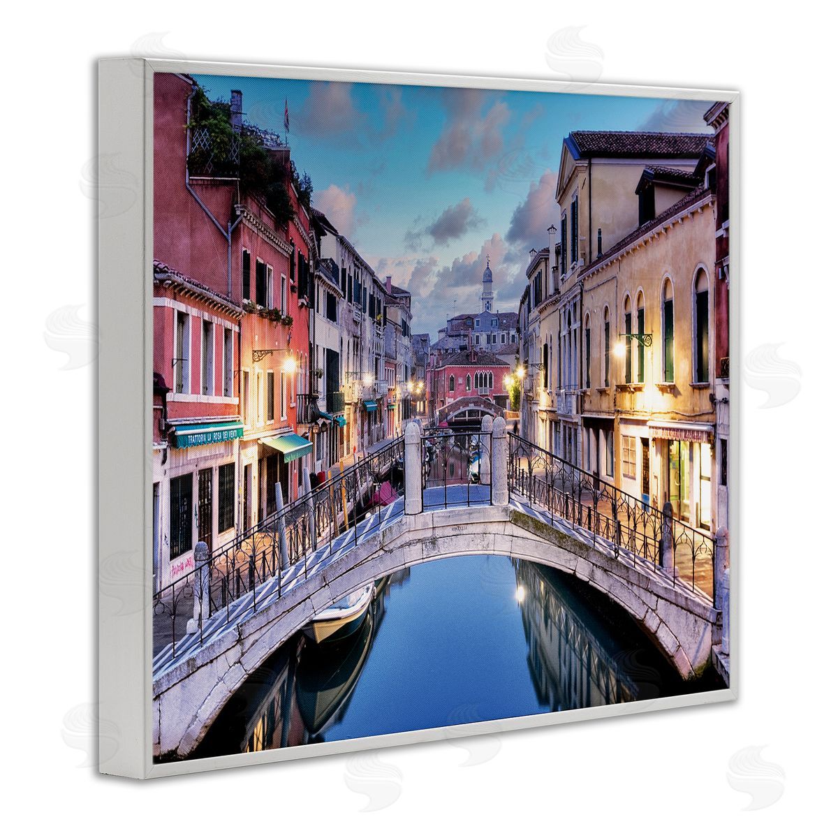 Alan Blaustein Traditional Venice Cityscape Canal Bridge Architecture White Framed Giclee Wall Art