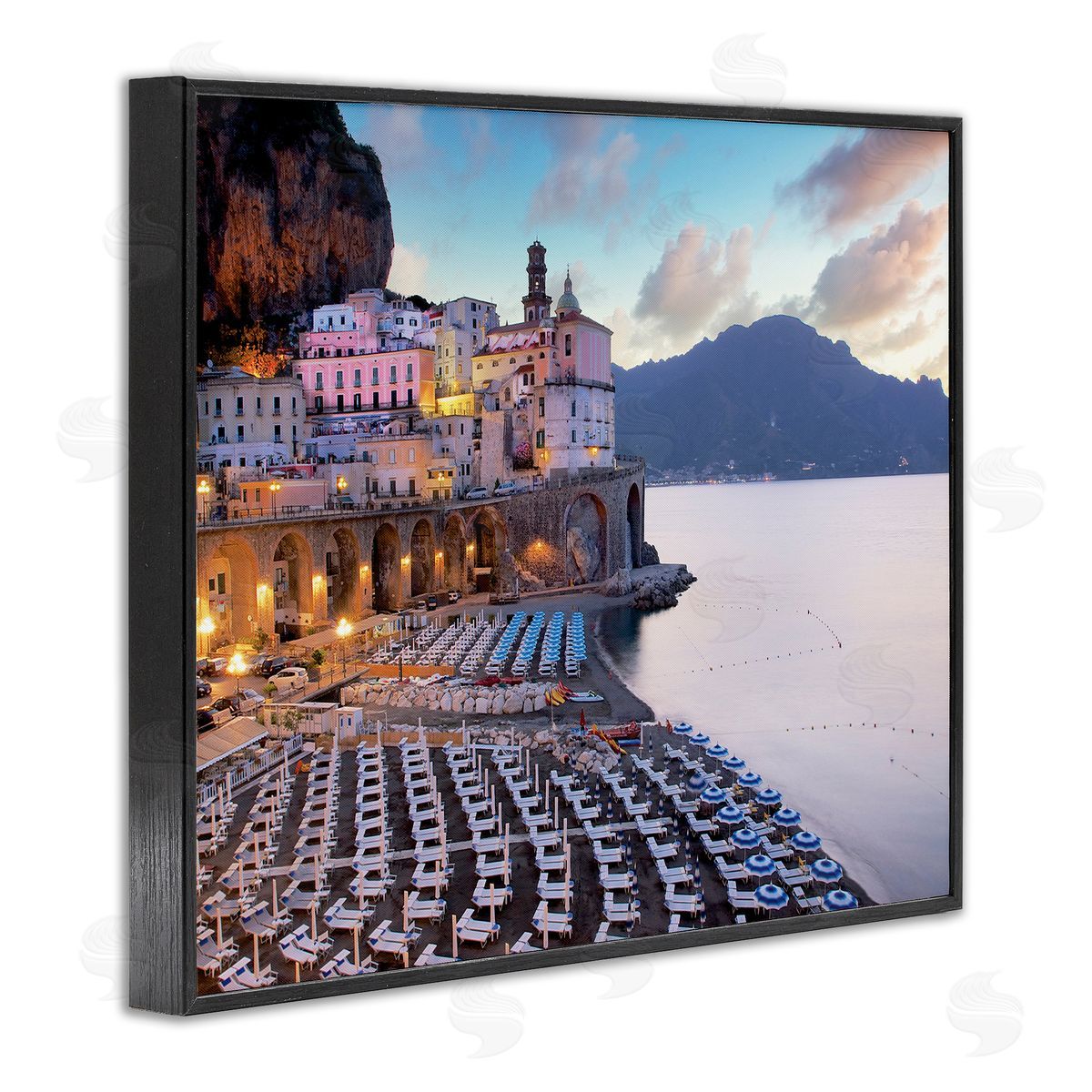 Alan Blaustein Coastal Italian Beach Seaside Resort Cityscape Black Framed Giclee Wall Art