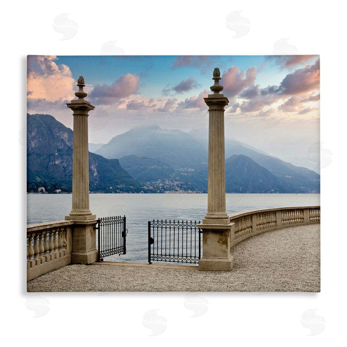 Alan Blaustein Mountain Lake Landscape Italian Column Architecture Canvas Wall Art