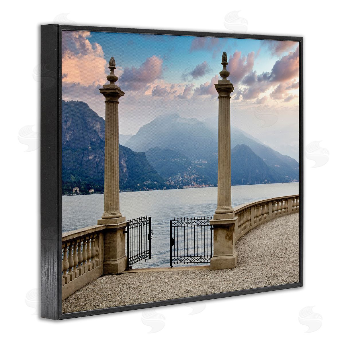 Alan Blaustein Mountain Lake Landscape Italian Column Architecture Black Framed Giclee Wall Art