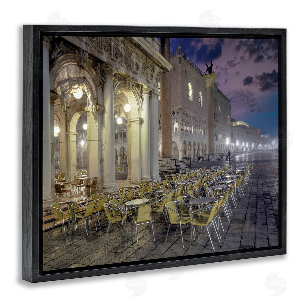 Alan Blaustein Italian Pavilion Cityscape Historic European Architecture Black Floater Frame Canvas Art