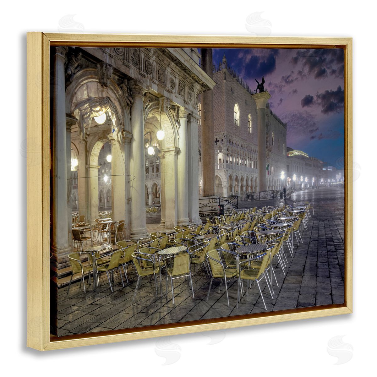 Alan Blaustein Italian Pavilion Cityscape Historic European Architecture Gold Floater Frame Canvas Art