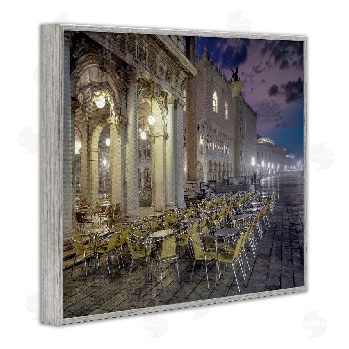 Alan Blaustein Italian Pavilion Cityscape Historic European Architecture Gray Framed Giclee Wall Art
