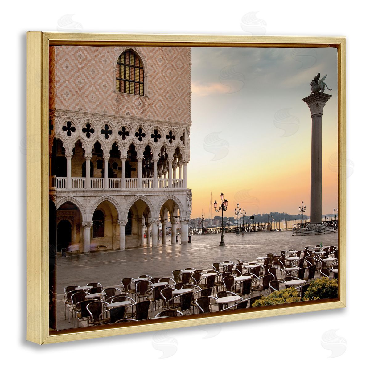 Alan Blaustein San Marco Sunset Italian Architecture Traditional Buildings Gold Floater Frame Canvas Art