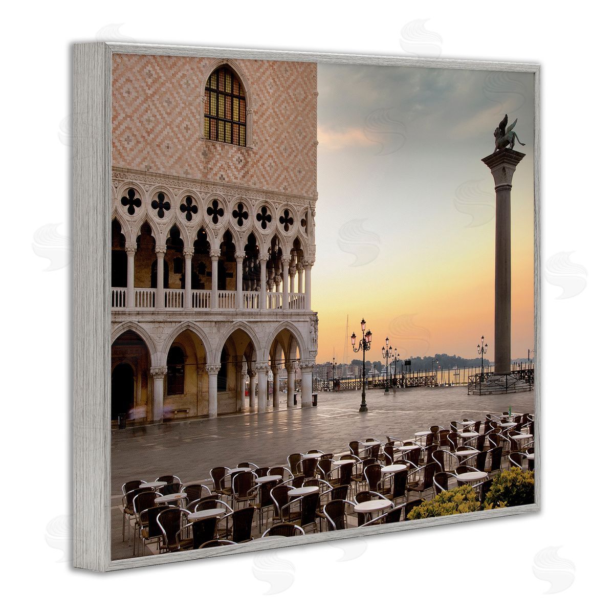 Alan Blaustein San Marco Sunset Italian Architecture Traditional Buildings Gray Framed Giclee Wall Art