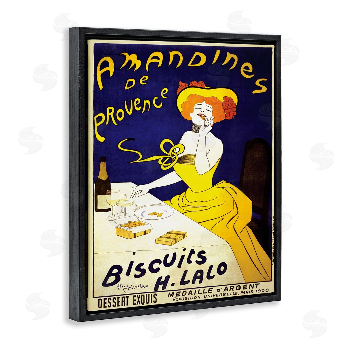Leonetto Cappiello Vintage Parisian Amandine's Biscuits European Advertisement Black Floater Frame Canvas Art