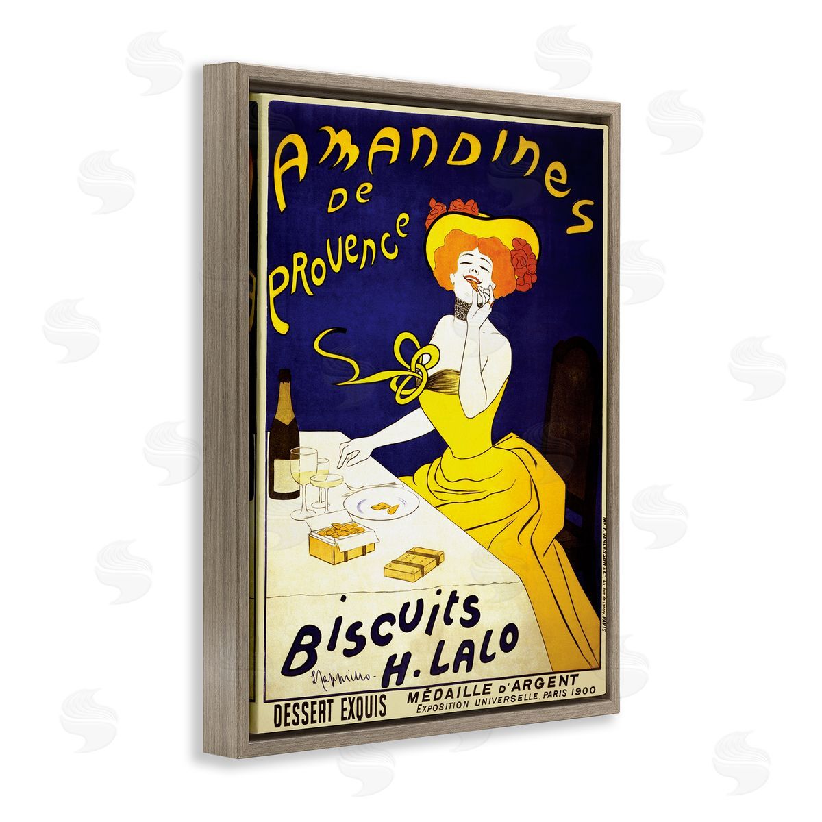 Leonetto Cappiello Vintage Parisian Amandine's Biscuits European Advertisement Brown Floater Frame Canvas Art