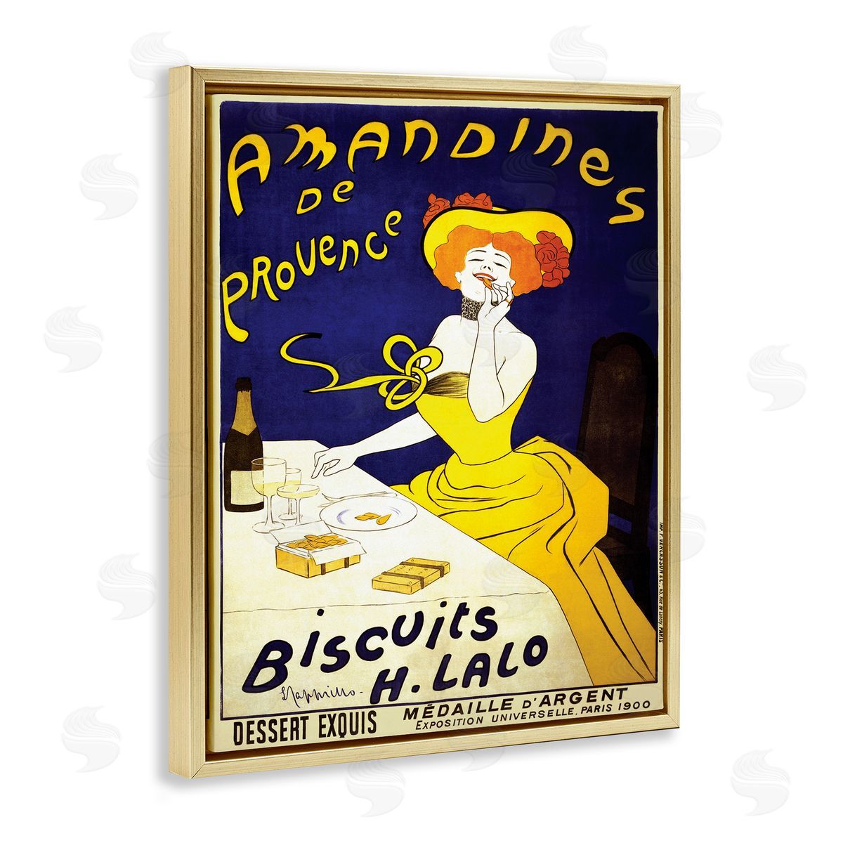 Leonetto Cappiello Vintage Parisian Amandine's Biscuits European Advertisement Gold Floater Frame Canvas Art