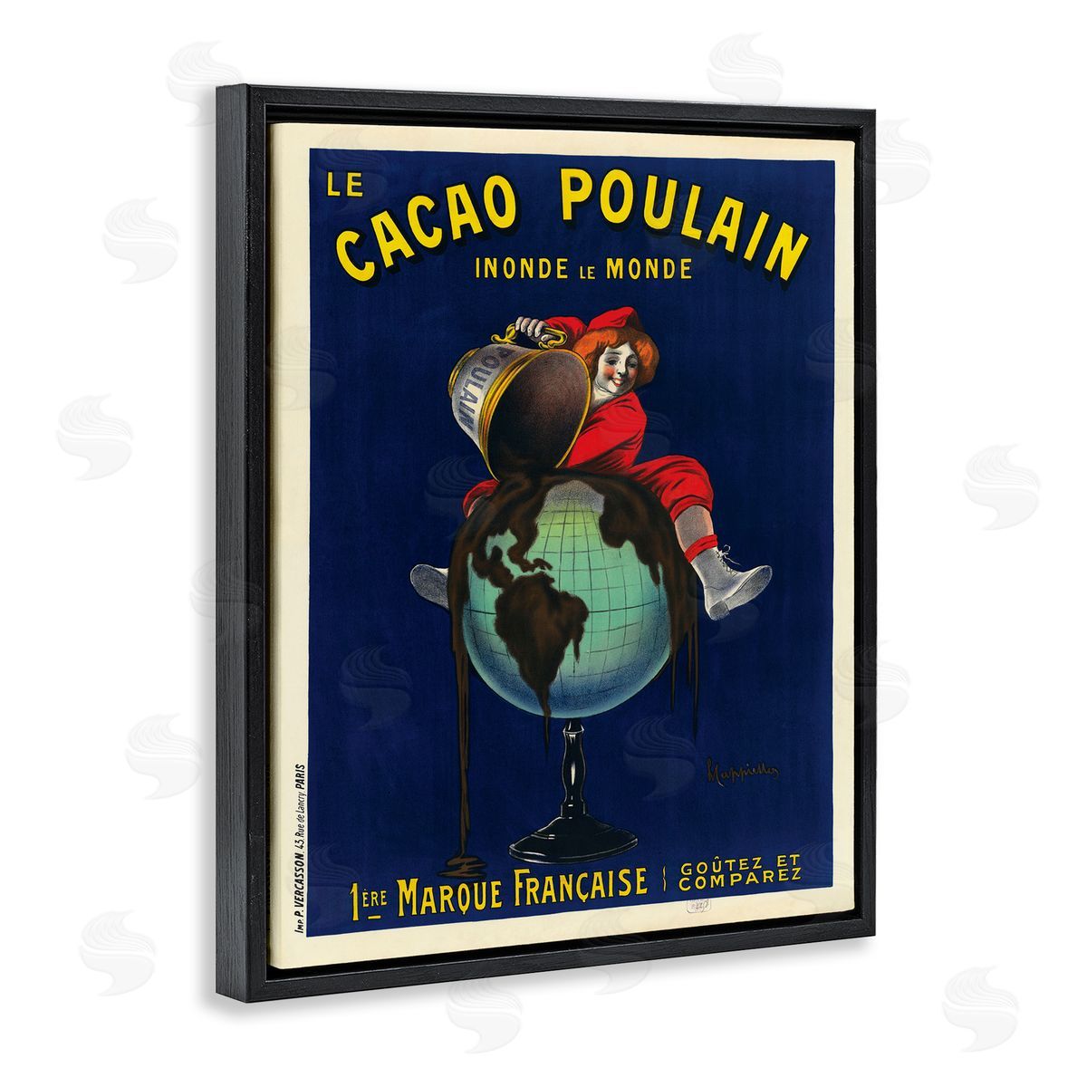 Leonetto Cappiello Vintage Cacao Chocolate Advertisement Parisian Dessert Black Floater Frame Canvas Art