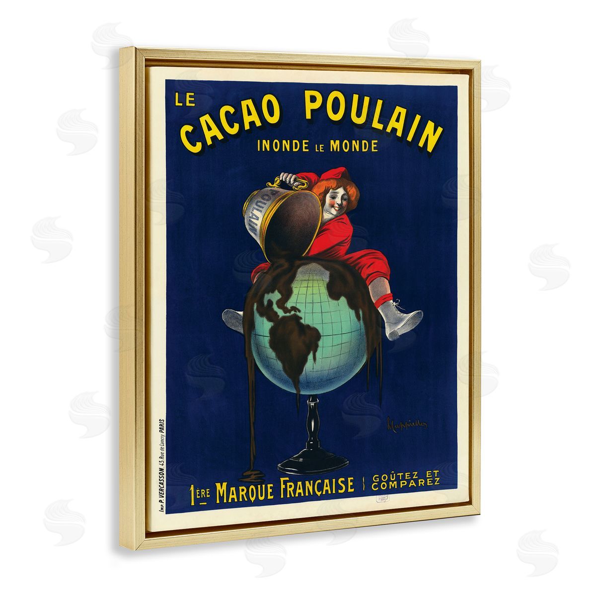 Leonetto Cappiello Vintage Cacao Chocolate Advertisement Parisian Dessert Gold Floater Frame Canvas Art