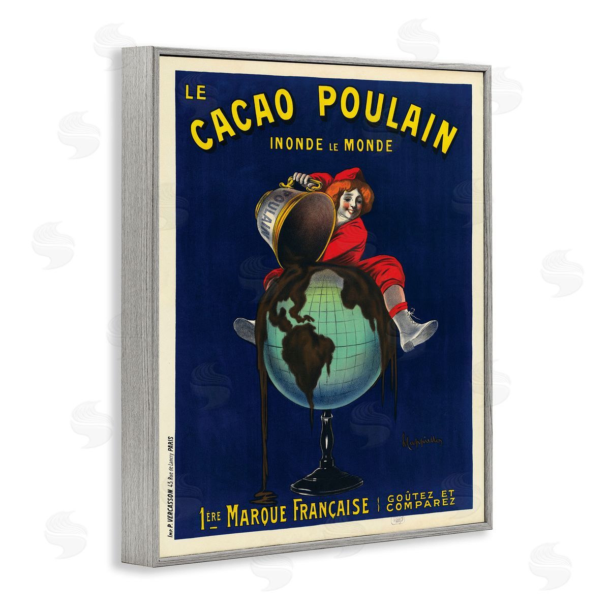 Leonetto Cappiello Vintage Cacao Chocolate Advertisement Parisian Dessert Gray Framed Giclee Wall Art