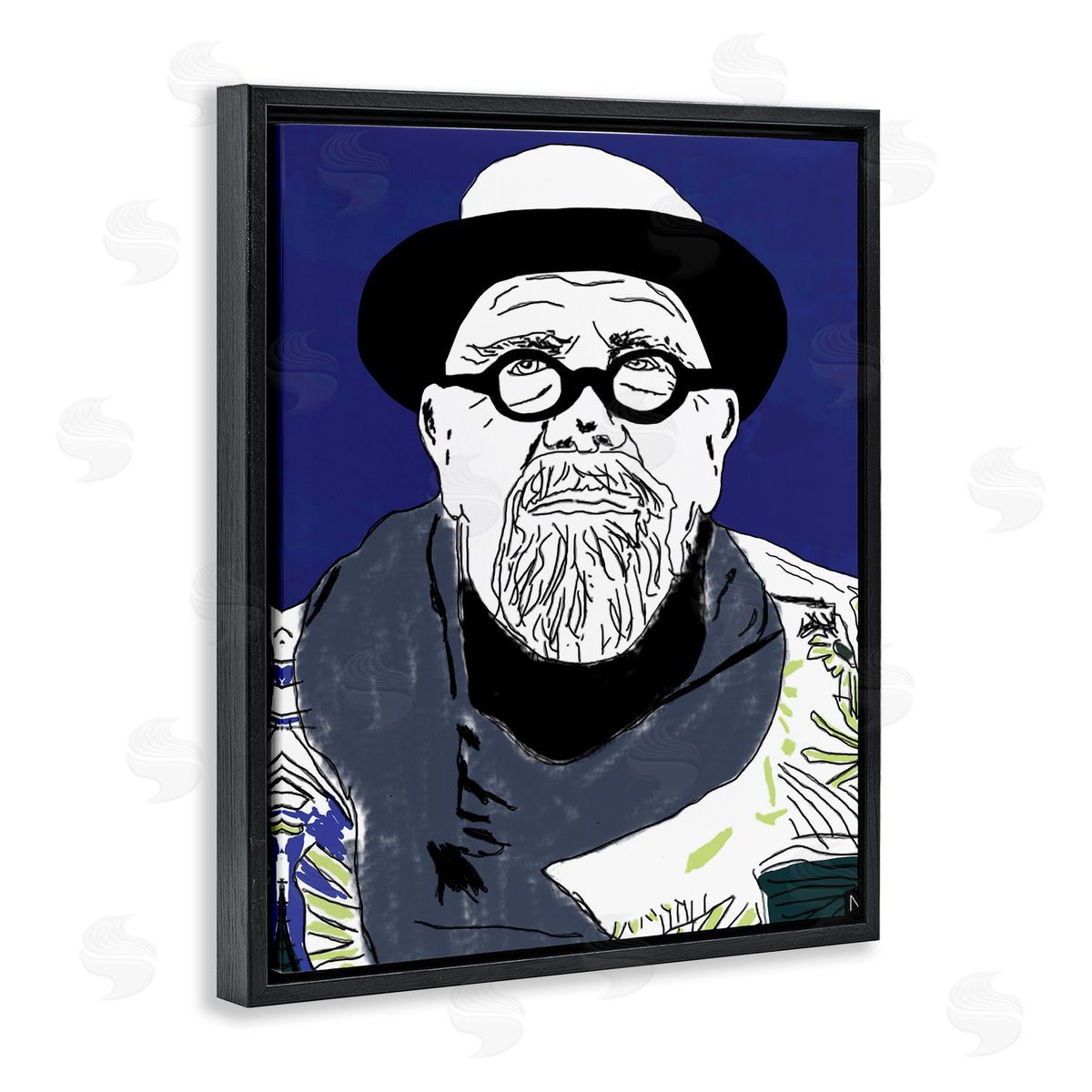 Nancy Ferrara Chuck in Winter Attire Abstract Artist Portrait Black Floater Frame Canvas Art