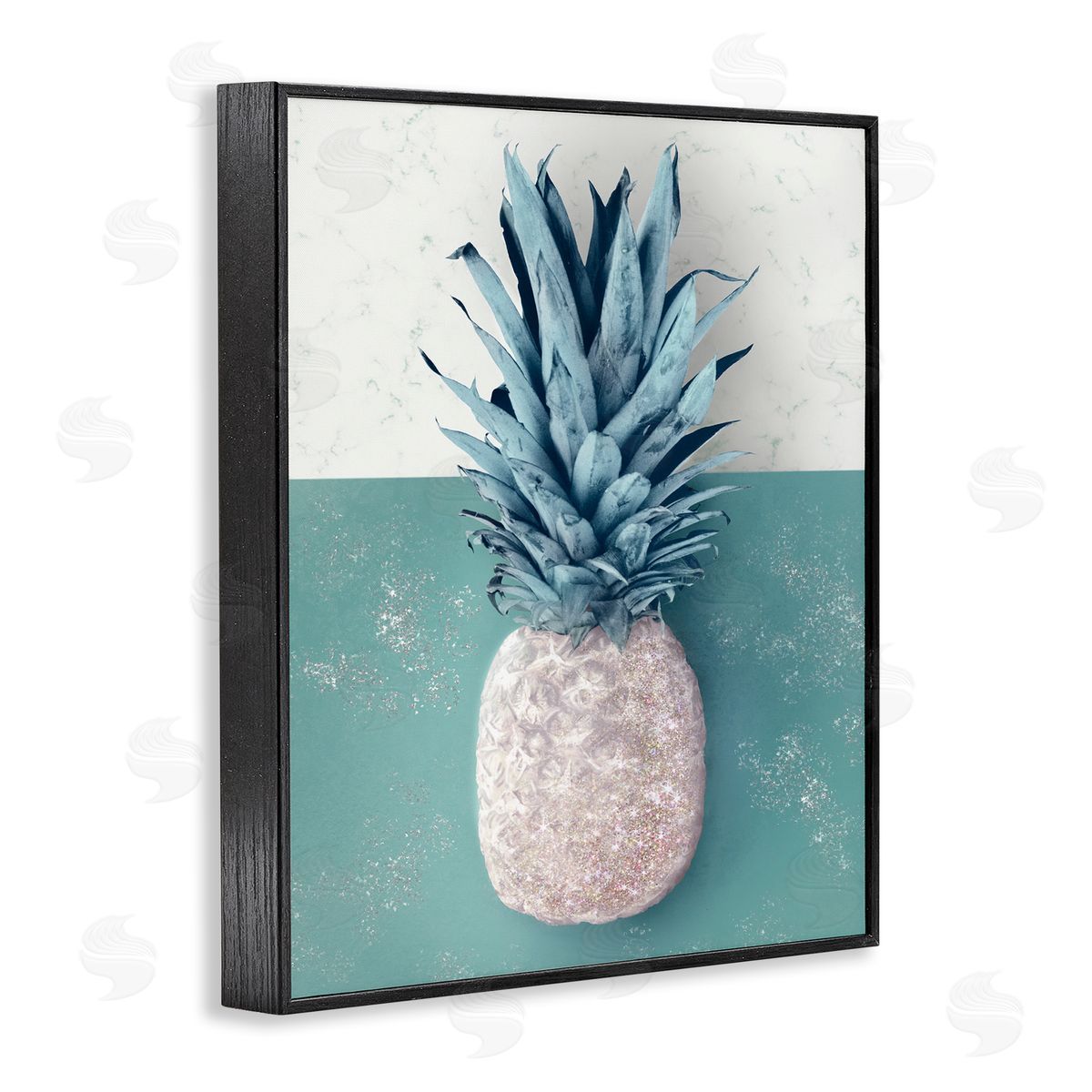 Ziwei Li Tropical Pineapple Fruit Muted Green Beige Black Framed Giclee Wall Art
