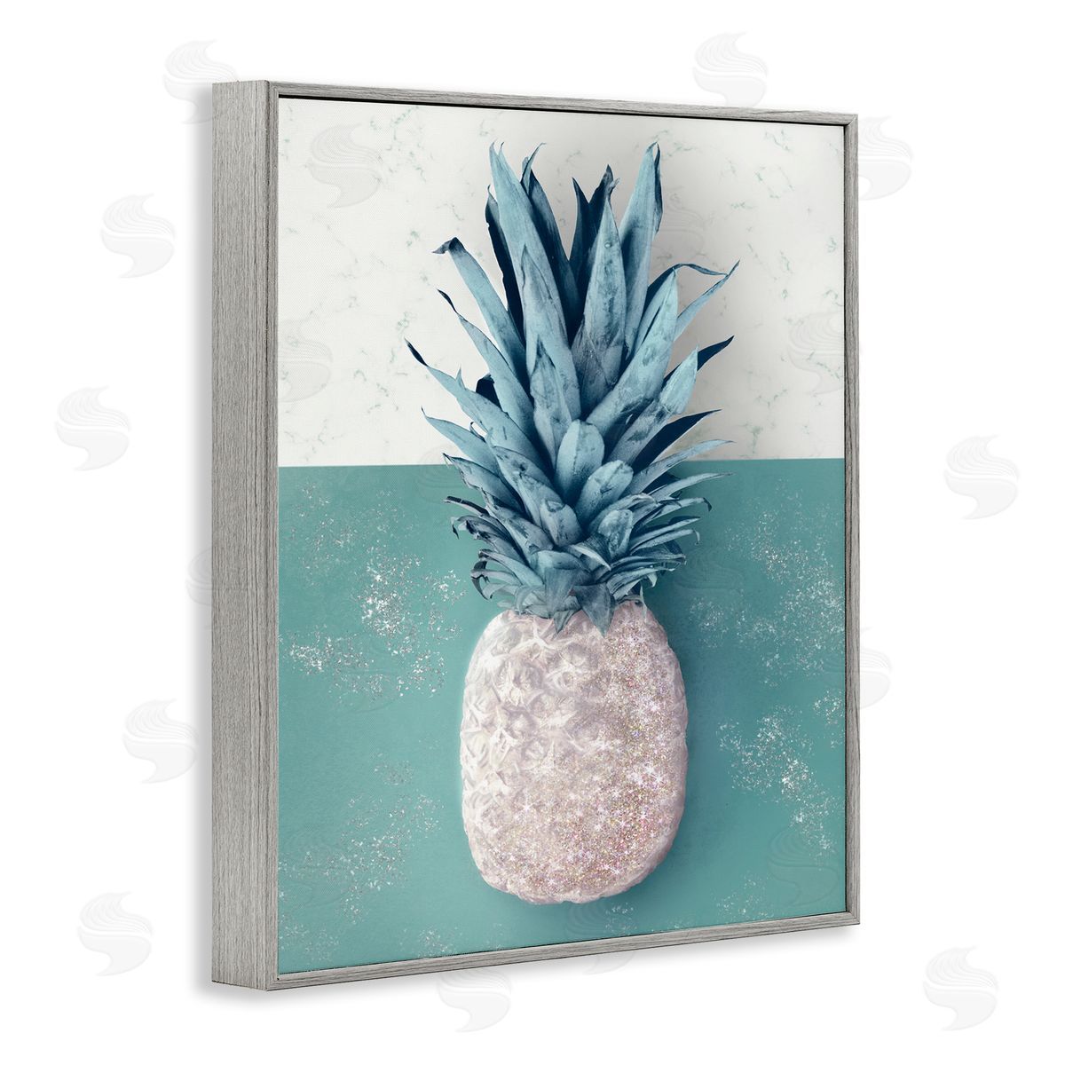 Ziwei Li Tropical Pineapple Fruit Muted Green Beige Gray Framed Giclee Wall Art