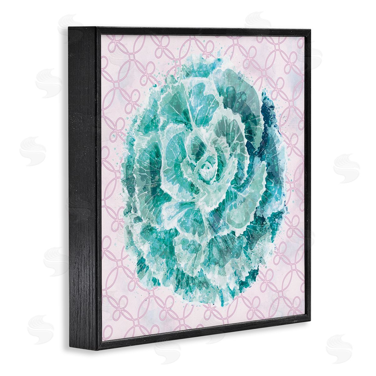 Ziwei Li Abstract Green Floral Pop Intricate Pink Pattern Black Framed Giclee Wall Art