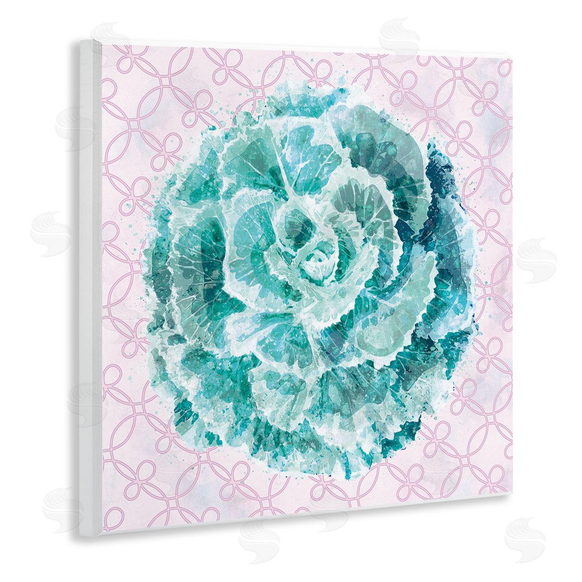 Ziwei Li Abstract Green Floral Pop Intricate Pink Pattern Wall Plaque Art