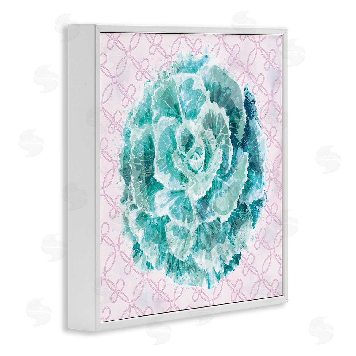 Ziwei Li Abstract Green Floral Pop Intricate Pink Pattern White Framed Giclee Wall Art