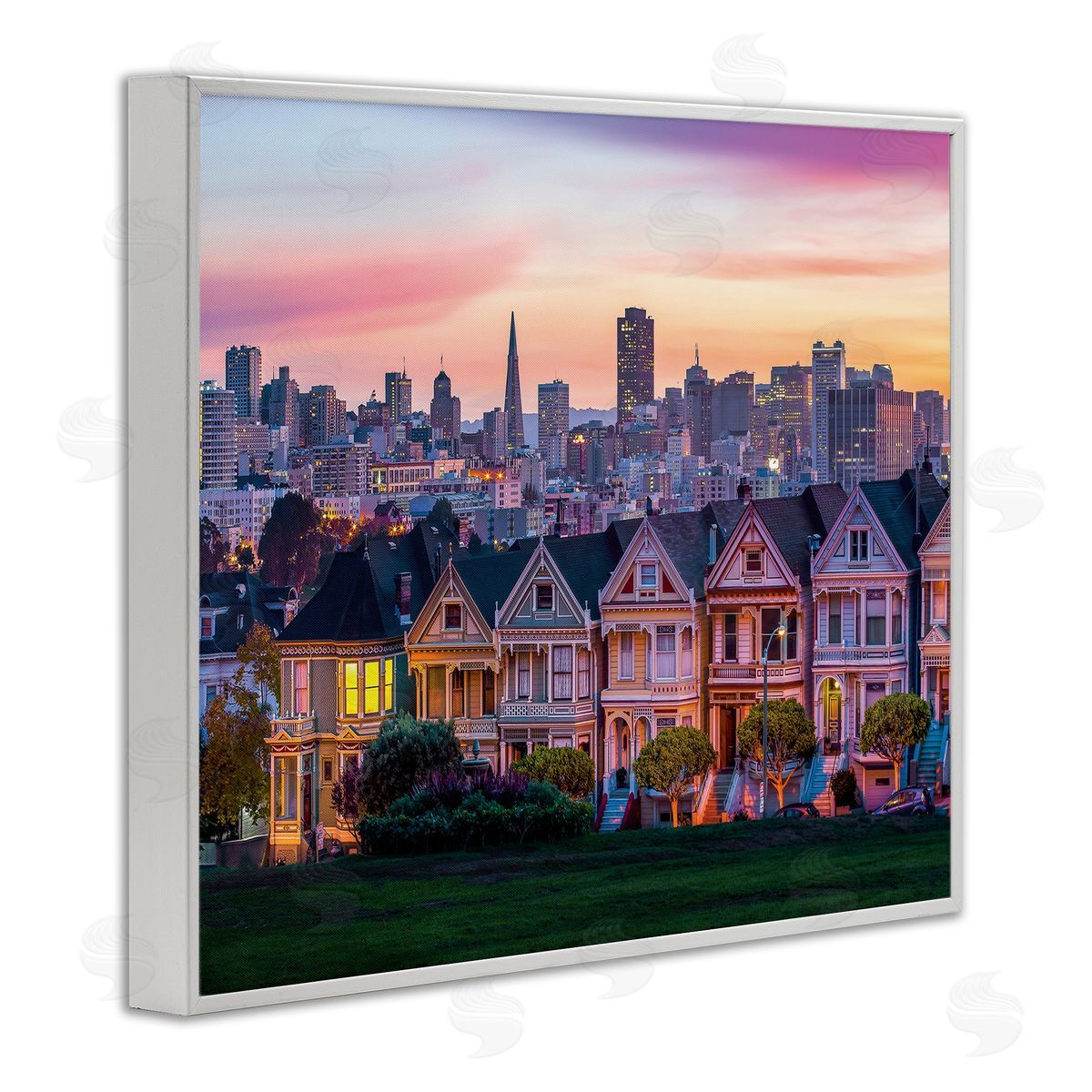 Dave Gordon San Francisco California Sunset Cityscape Architecture White Framed Giclee Wall Art
