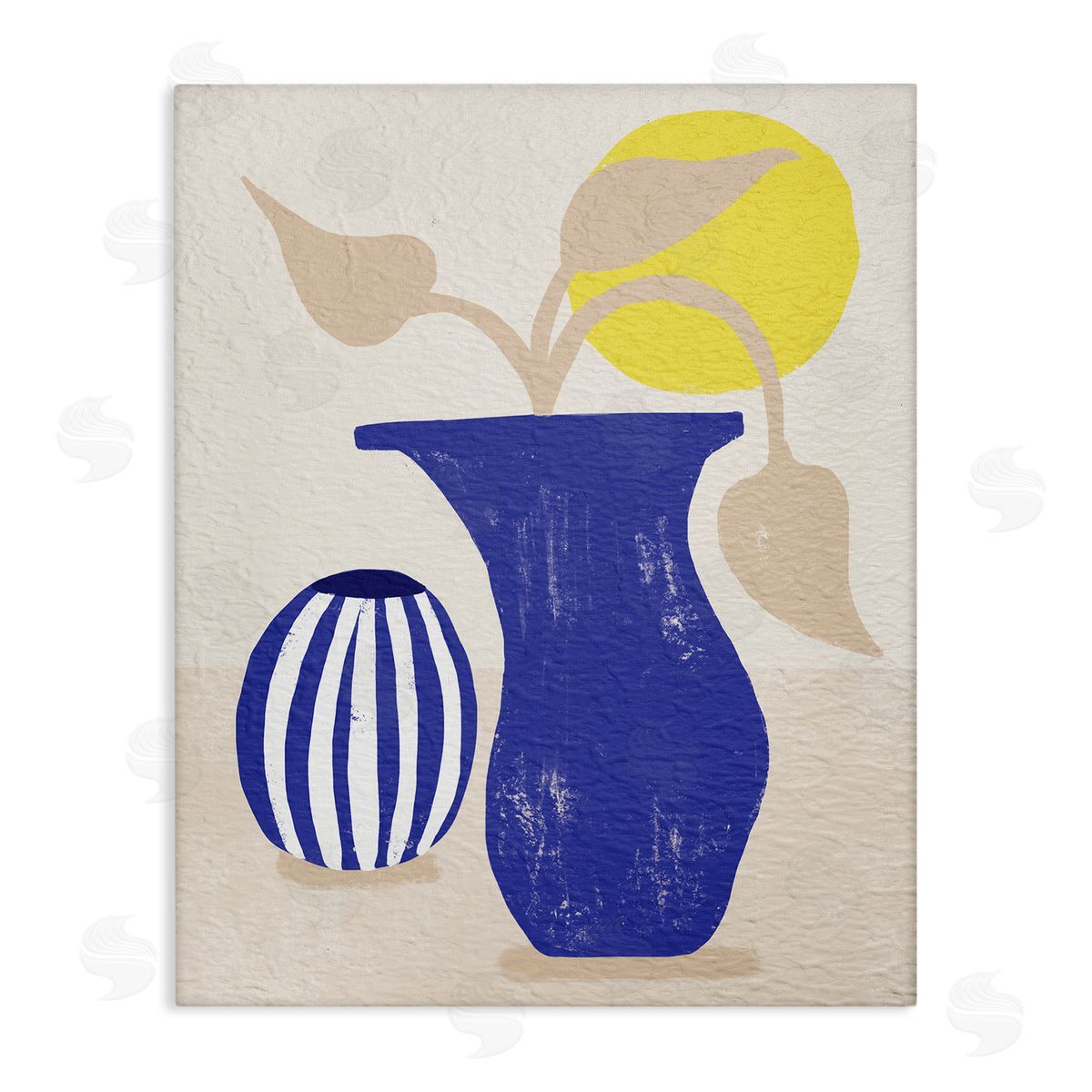 Stupell Studio Blue Plant Vase Western Terracotta Yellow Sun Canvas Wall Art