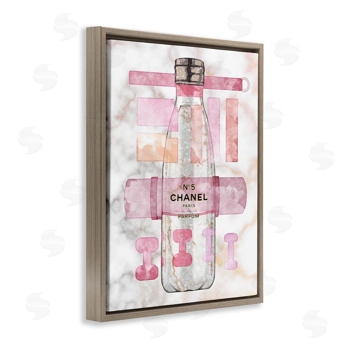 Ziwei Li Fashion Exercise Bottle Pink Home Sports Equipment Brown Floater Frame Canvas Art