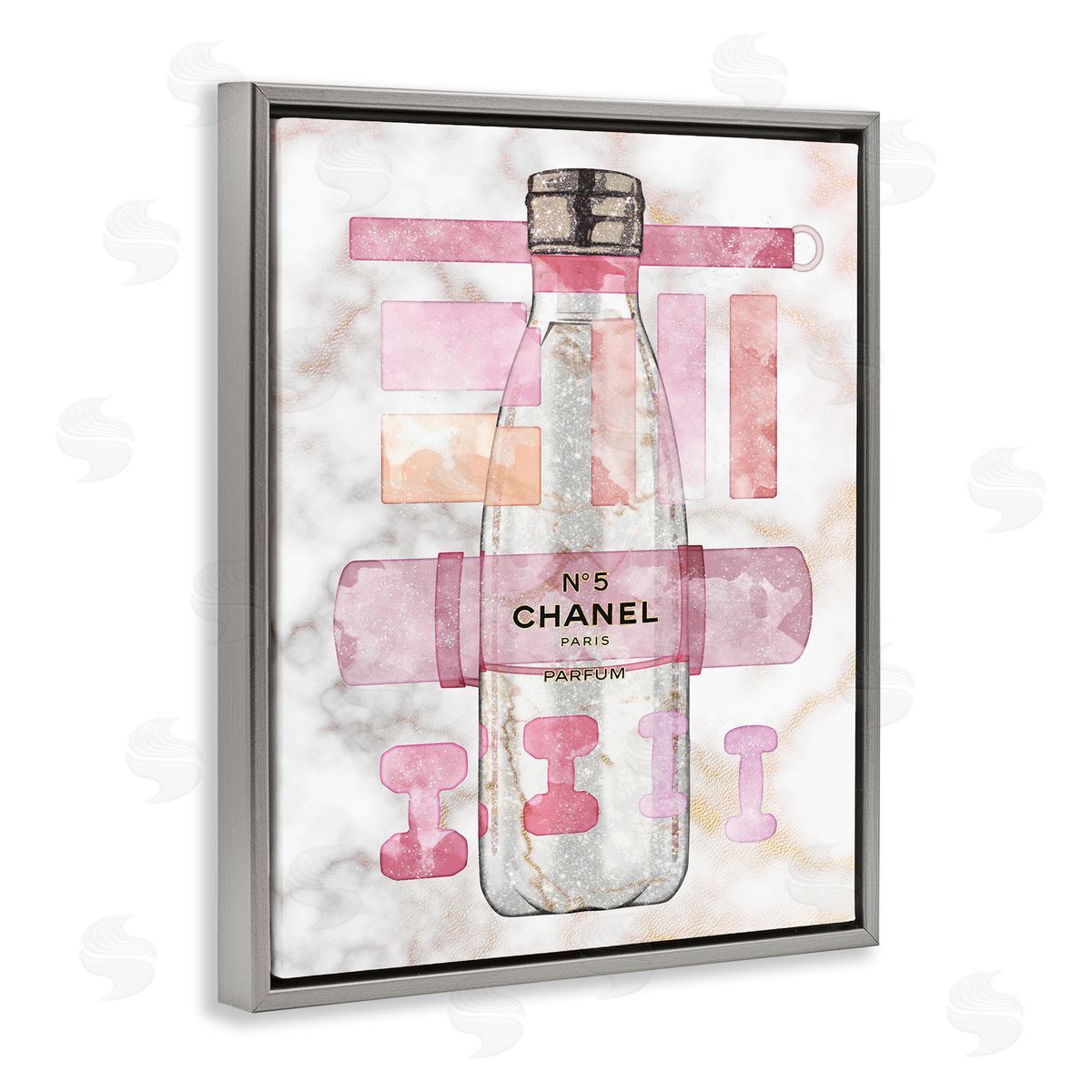Ziwei Li Fashion Exercise Bottle Pink Home Sports Equipment Gray Floater Frame Canvas Art