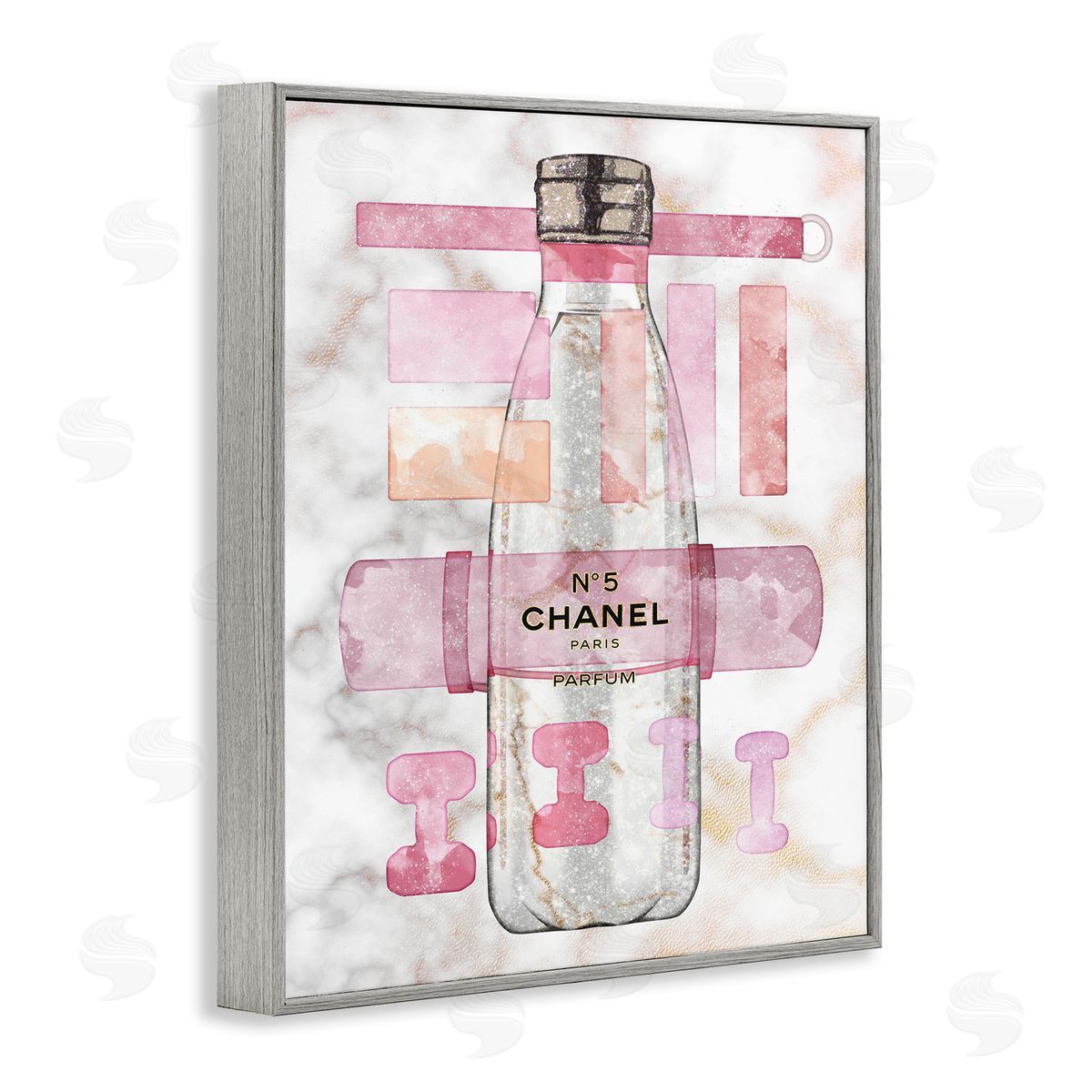 Ziwei Li Fashion Exercise Bottle Pink Home Sports Equipment Gray Framed Giclee Wall Art