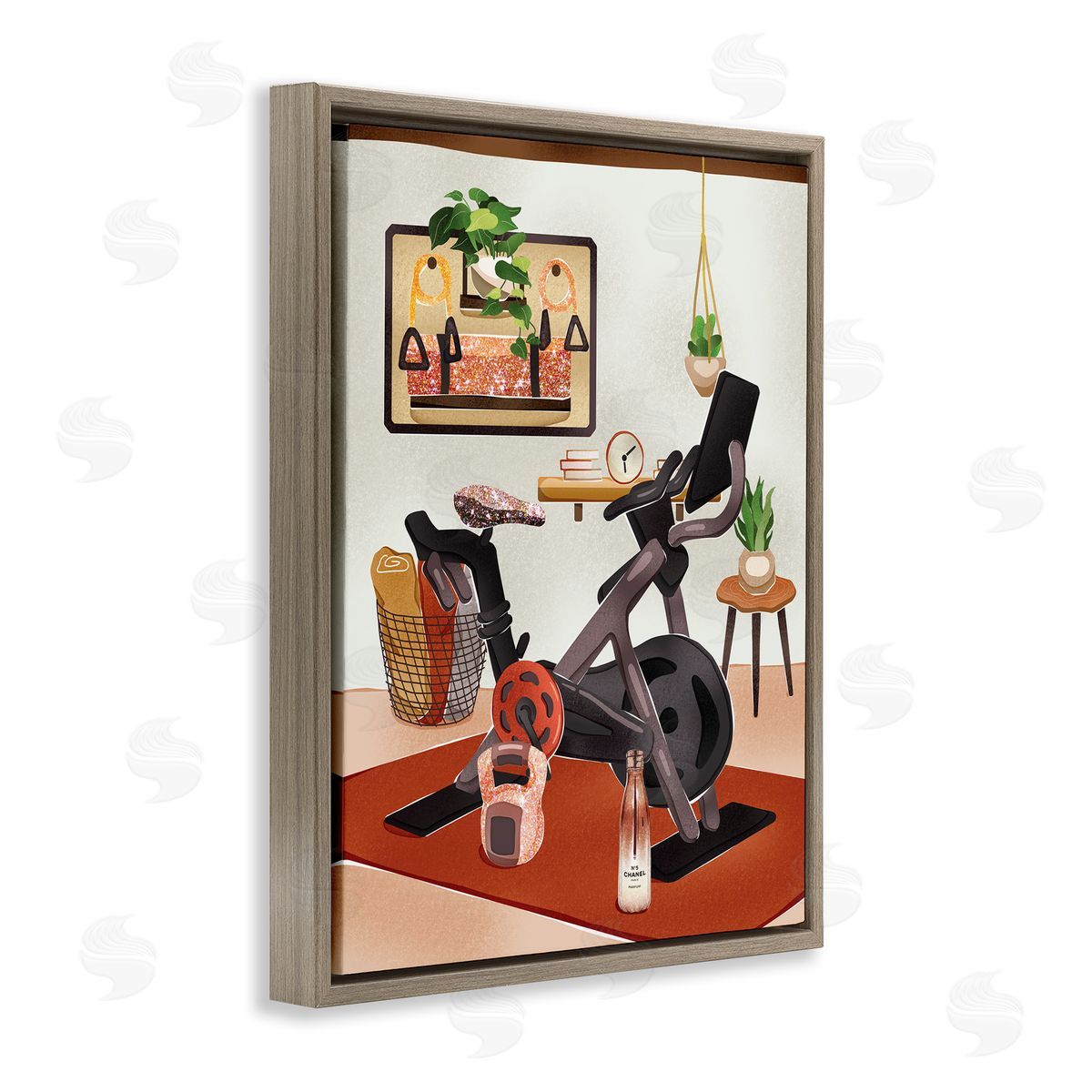 Ziwei Li Glam Fashion Home Exercise Equipment Modern Interior Brown Floater Frame Canvas Art