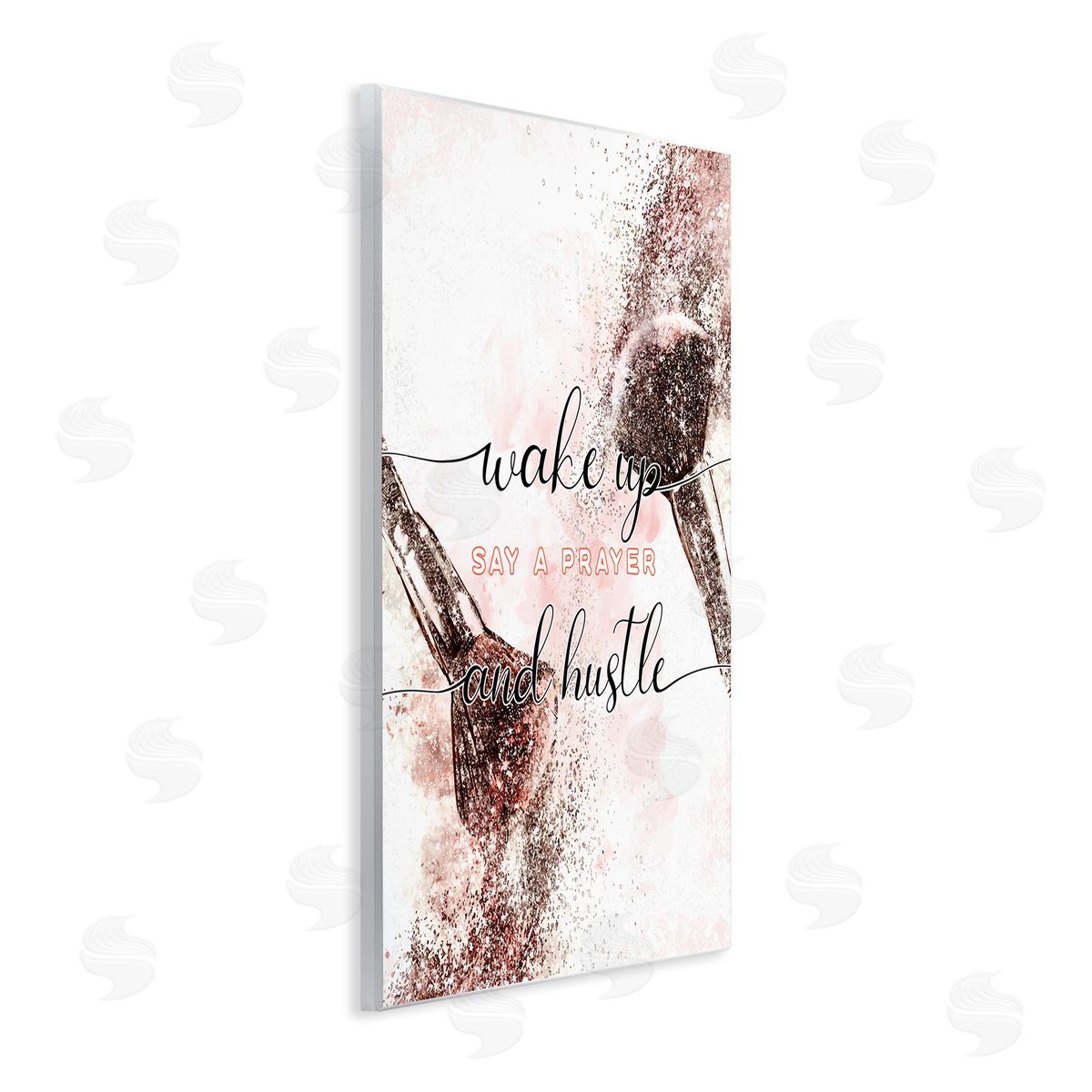 Ziwei Li Pray And Hustle Phrase Glam Cosmetic Brush Wall Plaque Art