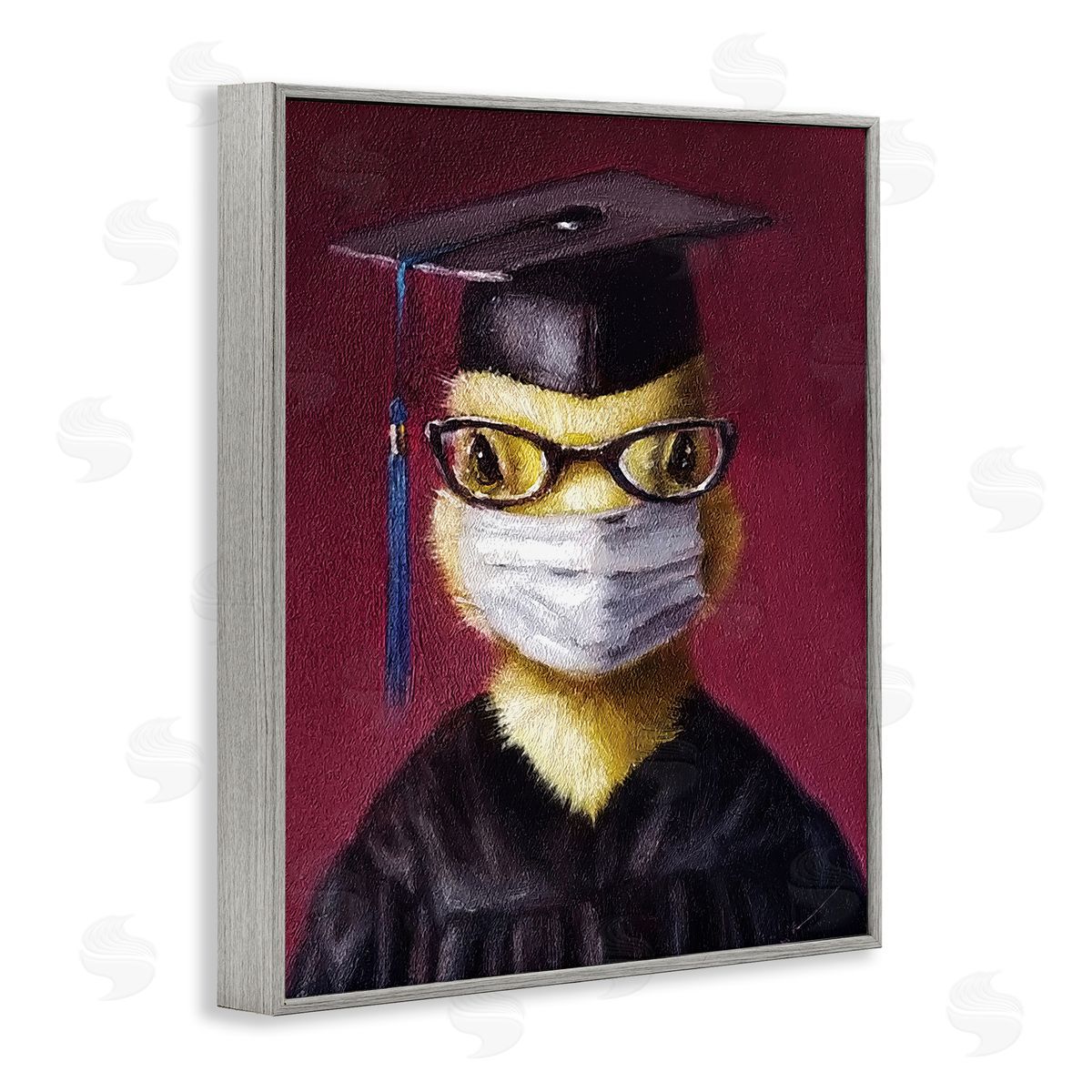 Lucia Heffernan Duckling Bird Graduate Face Mask over Red Gray Framed Giclee Wall Art