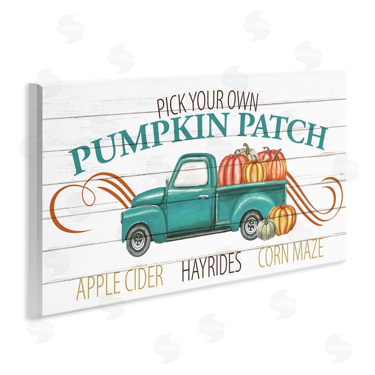 Kim Allen Turquoise Truck Autumn Harvest Pumpkin Patch Sign Wall Plaque Art