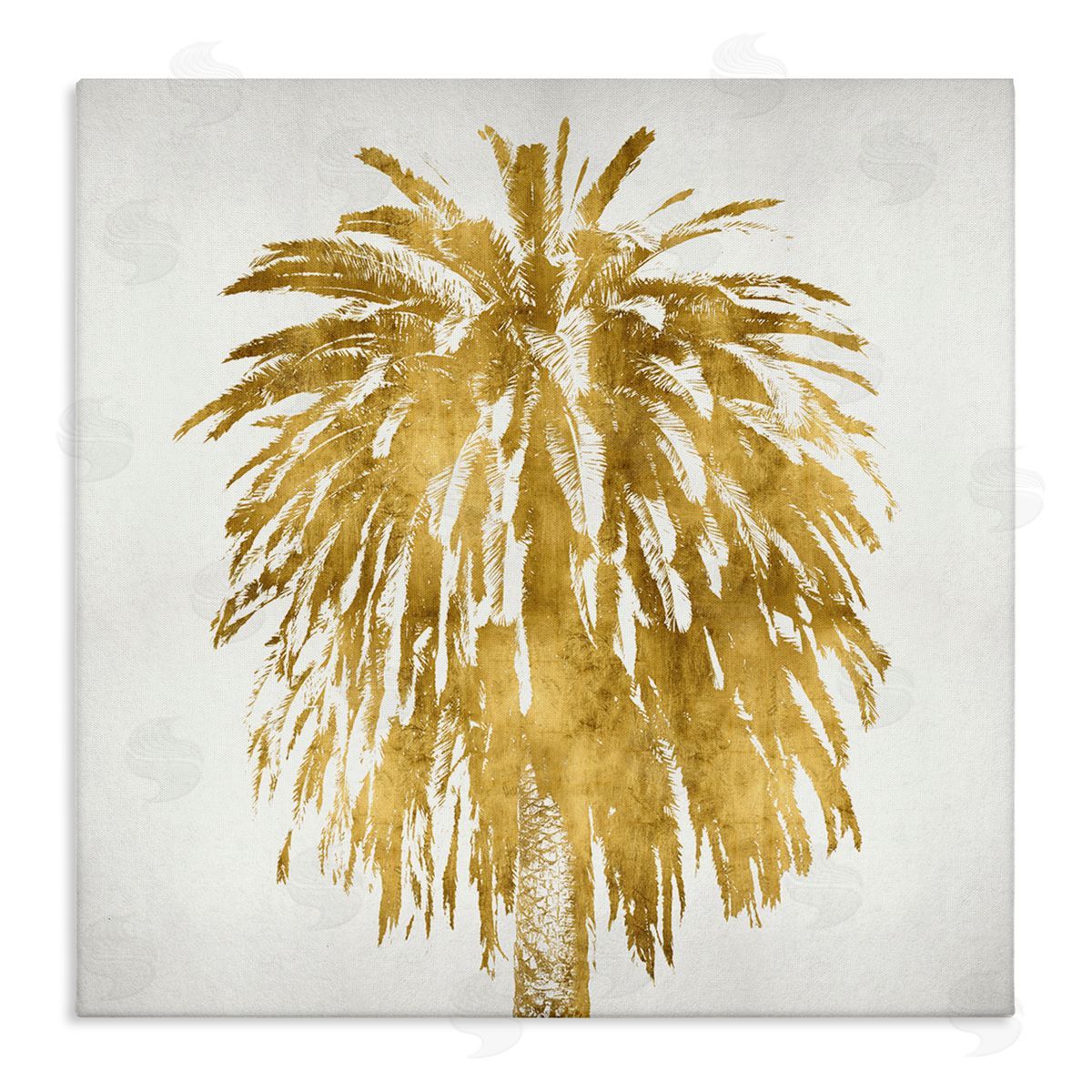 Kate Bennett Gold Glam Tropical Palm Tree Over Neutral Canvas Wall Art