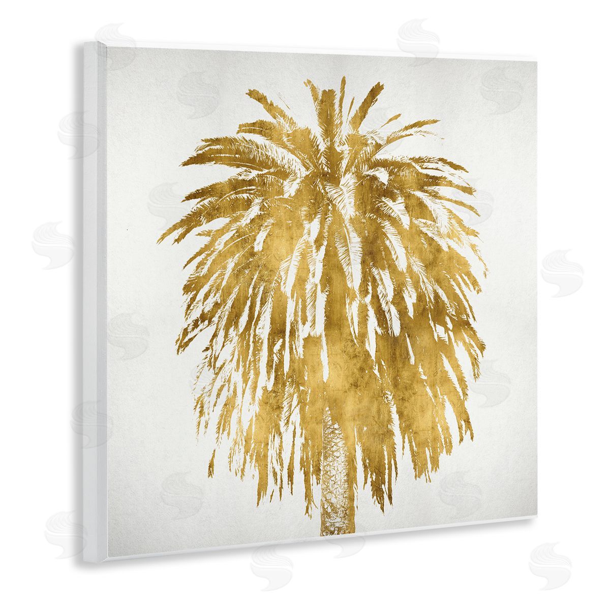 Kate Bennett Gold Glam Tropical Palm Tree Over Neutral Wall Plaque Art